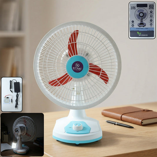 OMEGA 12V Rechargeable Table Fan with LED Light (1 Pc)