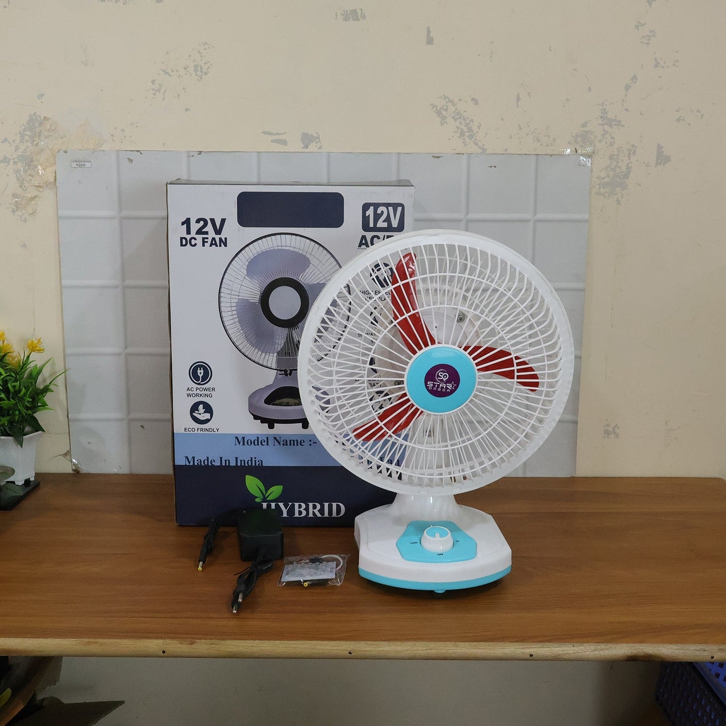 OMEGA 12V Rechargeable Table Fan with LED Light (1 Pc)