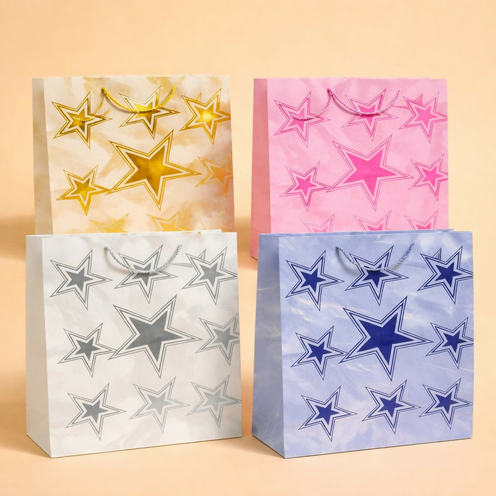 Star Print Gift Bag with Handle Premium Paper Carry Bag