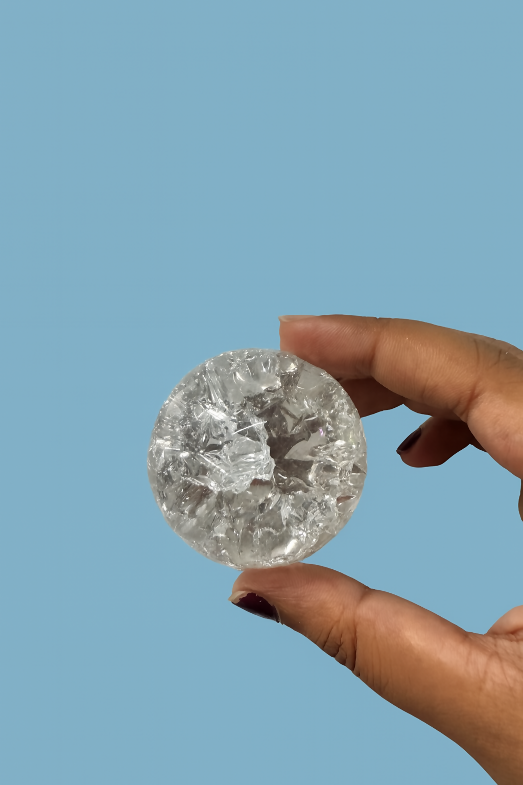 Clear Crackle Crystal Glass Ball for Home Decor Orb Showpiece for Tabletop or Office
