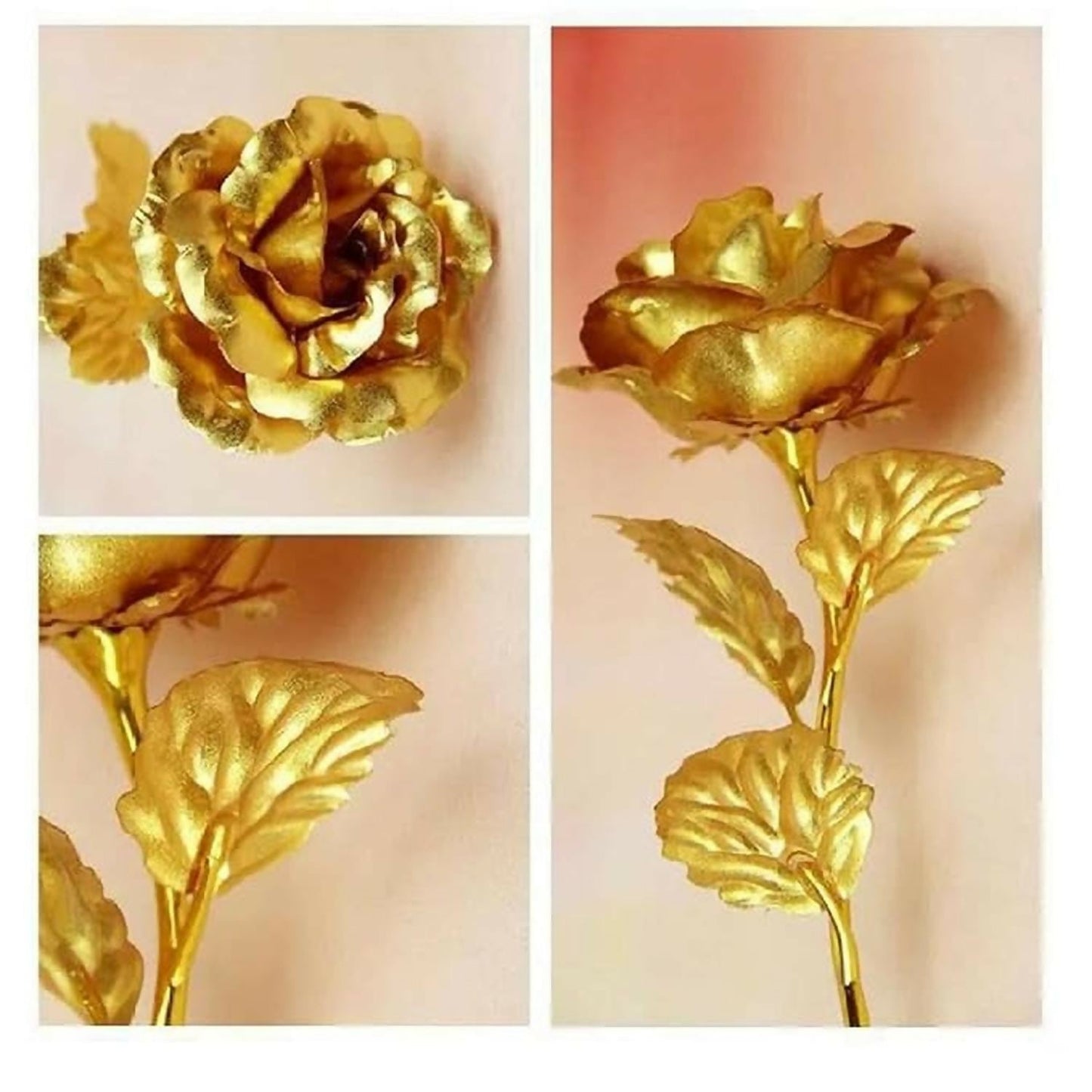 Set of 3 Artificial Golden Roses | 24K Gold Foil Roses for Decoration, Romantic Gift for Valentineâ€™s Day, Anniversary, Birthday, Home Decor | Elegant Forever Rose Gift for Wife, Girlfriend, Mother