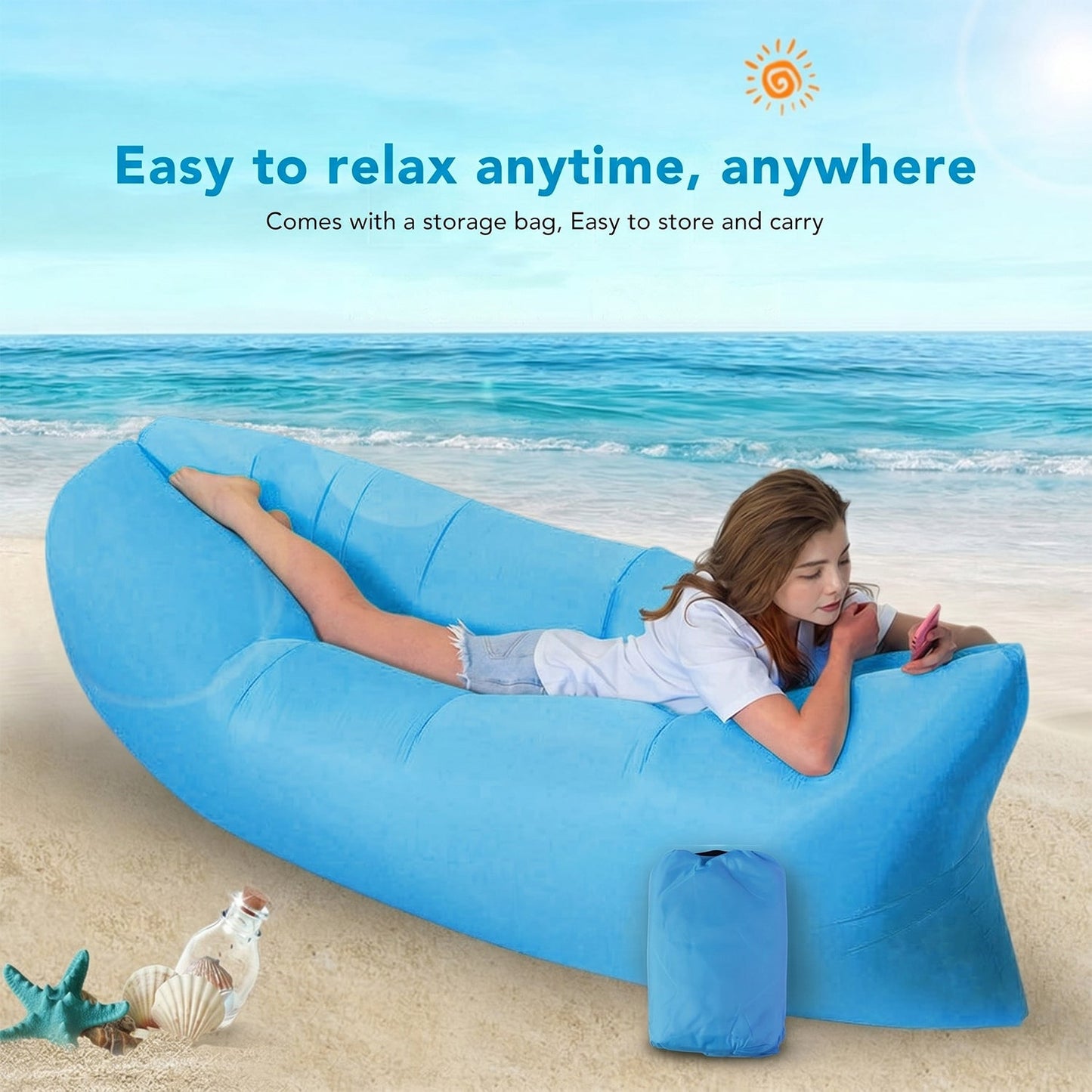 Inflatable Air Lounger Sofa for Outdoor Camping Beach Pool (1 Pc)