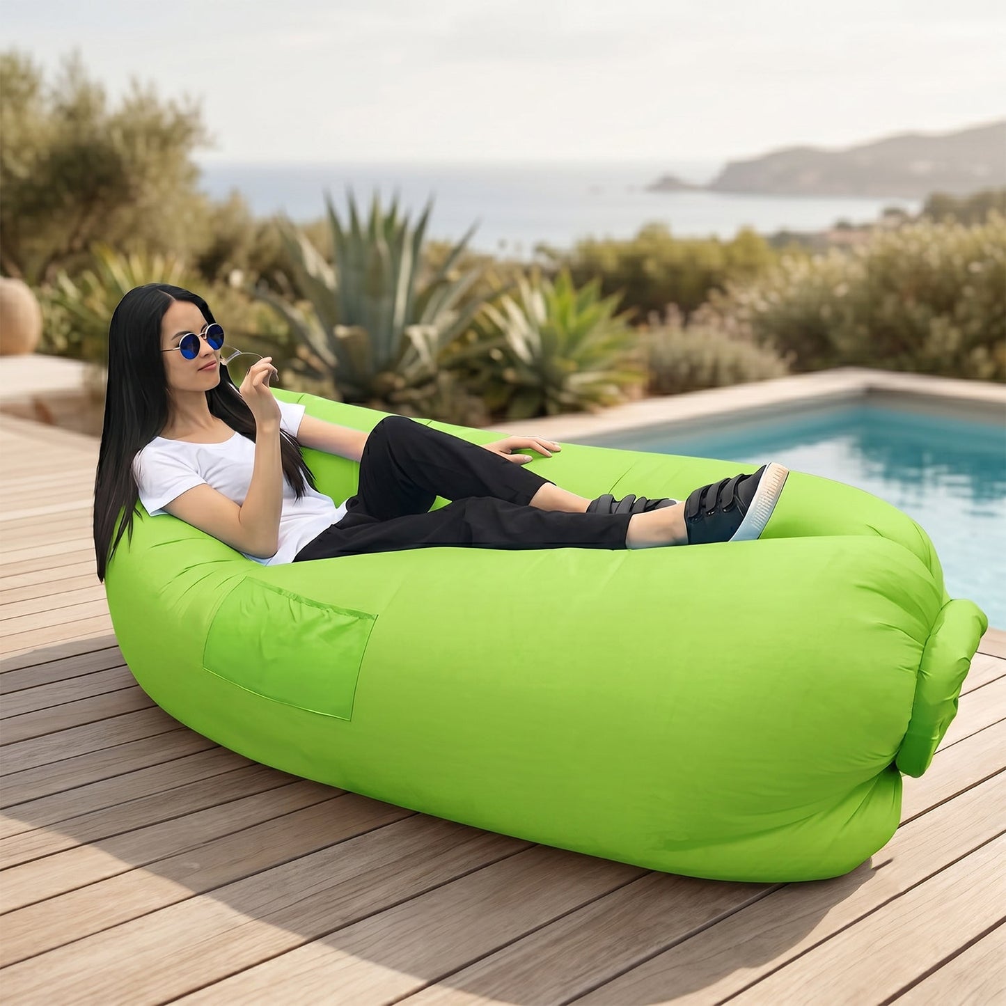 Inflatable Air Lounger Sofa for Outdoor Relaxing & Travel (1 Pc)