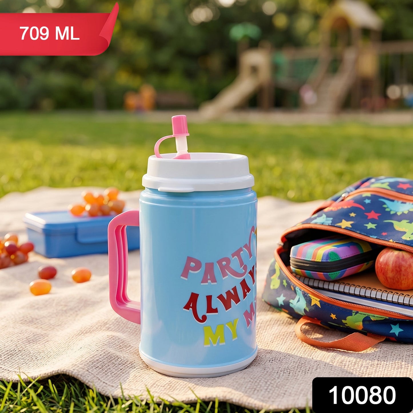 Big Plastic Insulated Mug With Straw 1 Pc 709 ML