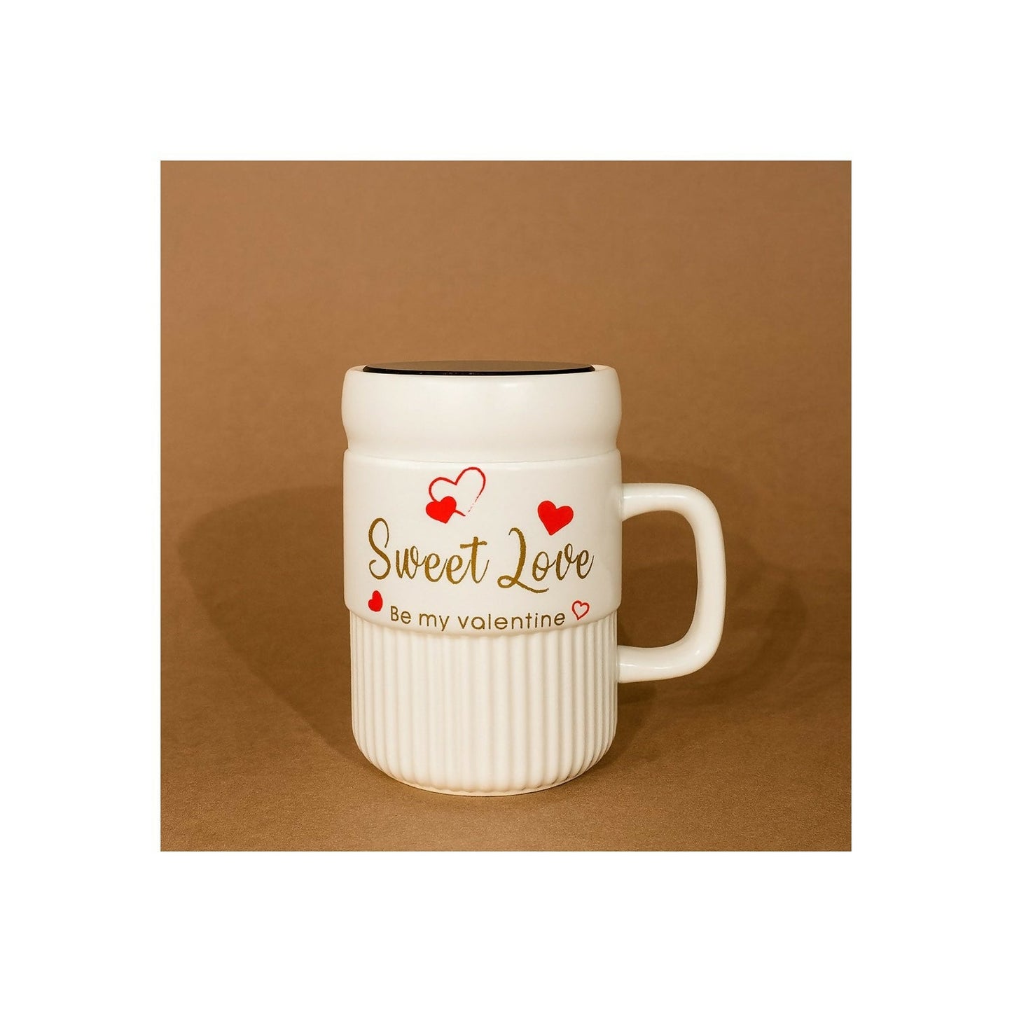 Premium Sweet Love Ceramic Mug with Lid & Spoon | Romantic Valentine Gift Cup for Couples | Leak-Resistant Lid, Large Capacity Coffee/Tea Mug | â€œSweet Loveâ€ & â€œYou & Meâ€ Printed Heart Design | Microwave Safe | Ideal for Gifting