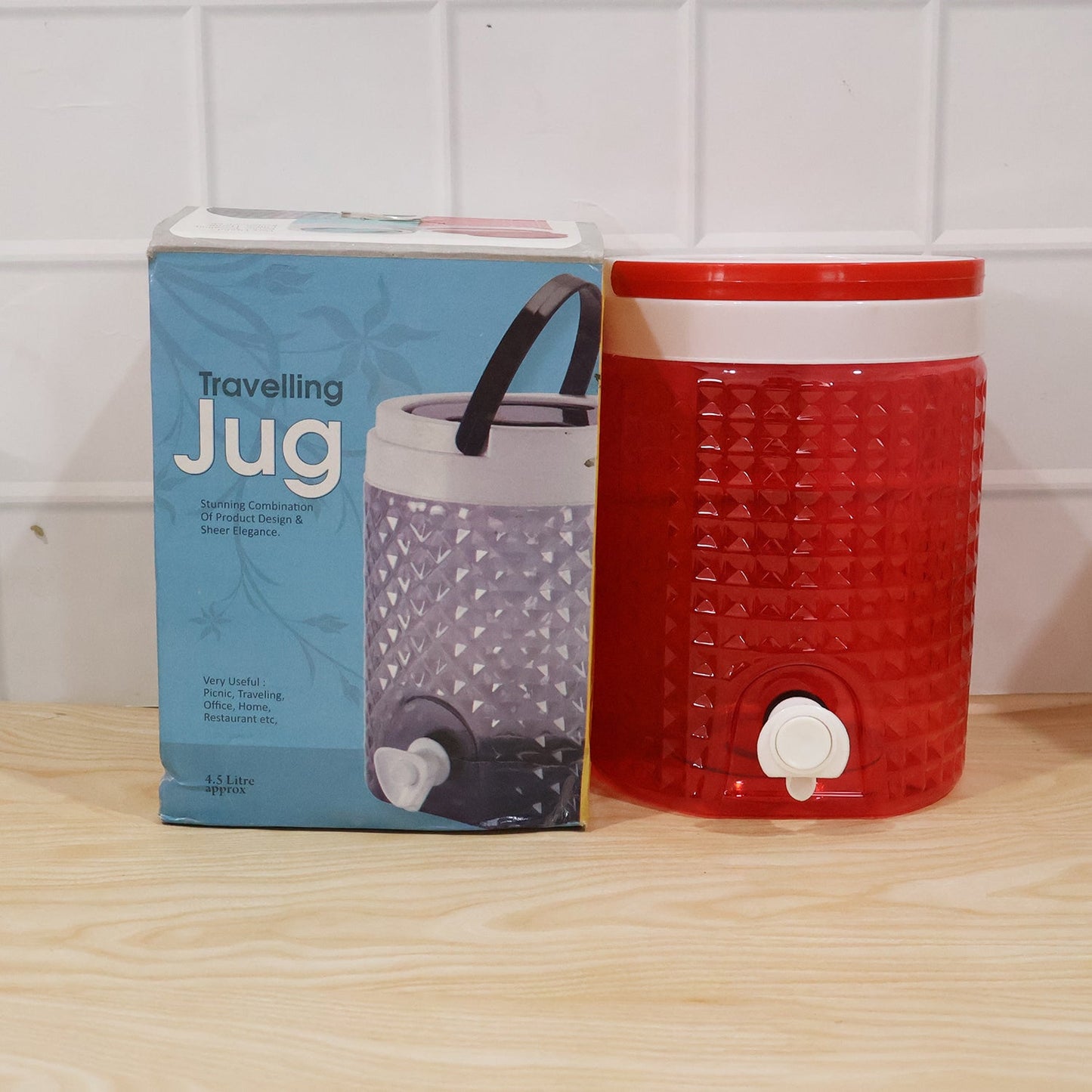 DIAMOND CUT DESIGN PLASTIC WATER JUG TO CARRYING WATER AND OTHER BEVERAGES (4500ML)