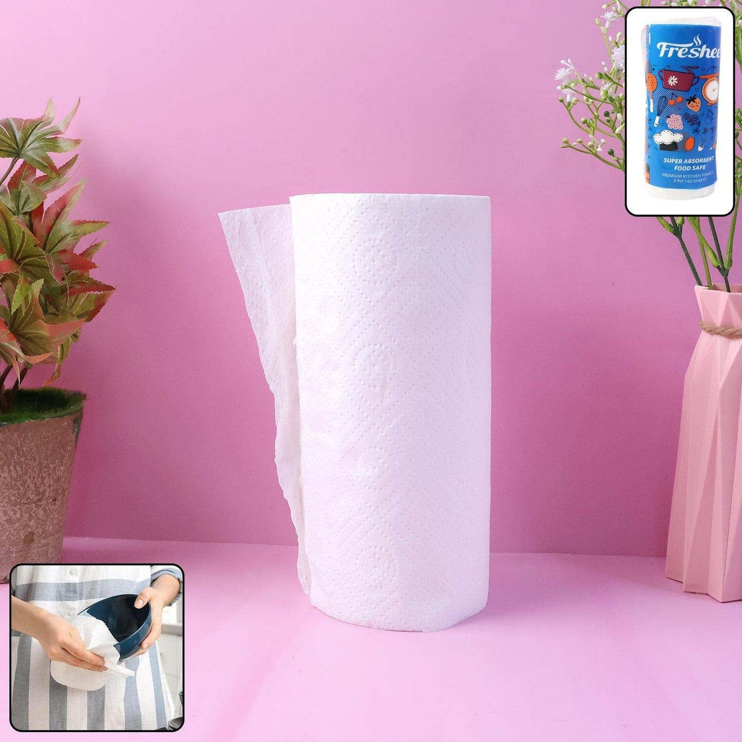 Freshee Kitchen Paper Towel Roll - 60 Sheets (21.5 Ã— 22 cm Each)