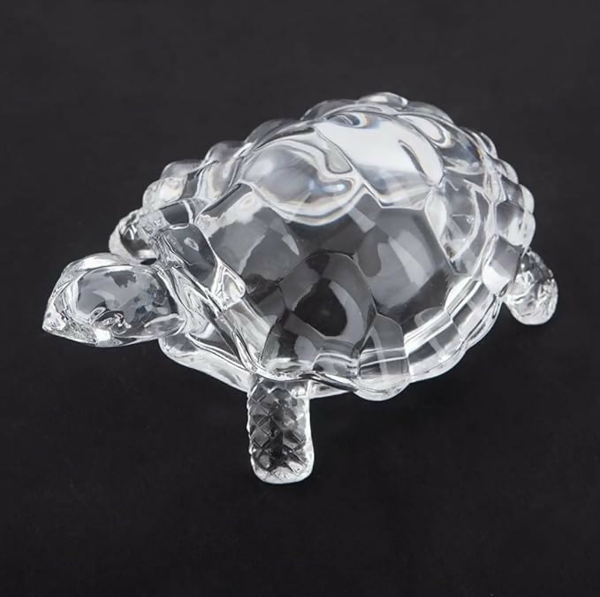 Crystal Turtle Decorative tray Crystal Tortoise Glass Kachua with Beautiful Bowl Plate Fengshui Vastu Set for Good Luck Feng Shui Turtle Best Gift for Office Showcase Showpiece and Home DÃ©cor
