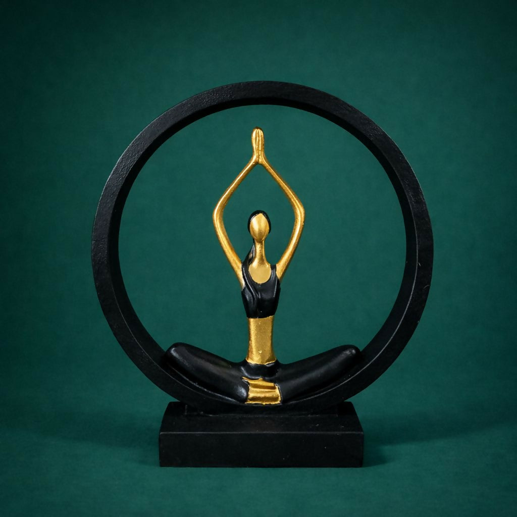 Yoga Meditation Figurine Showpiece Black Gold Table Decor Statue(Design may vary)