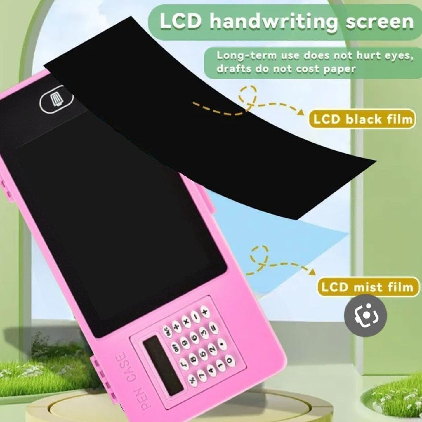 LCD Writing Tablet Pencil Case with Calculator 1 Pc
