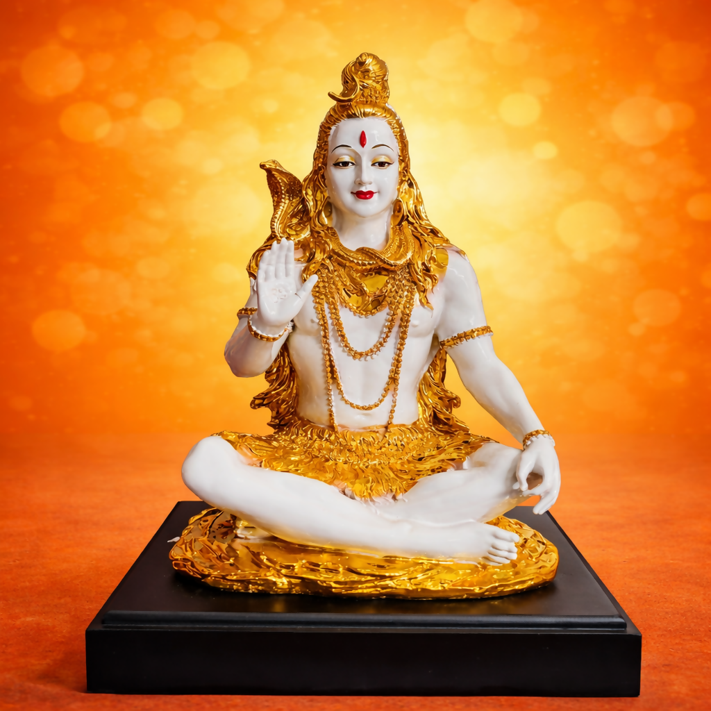 Lord Shiva Meditating Idol with Golden Finish Decorative Showpiece (MIX DESIGN)