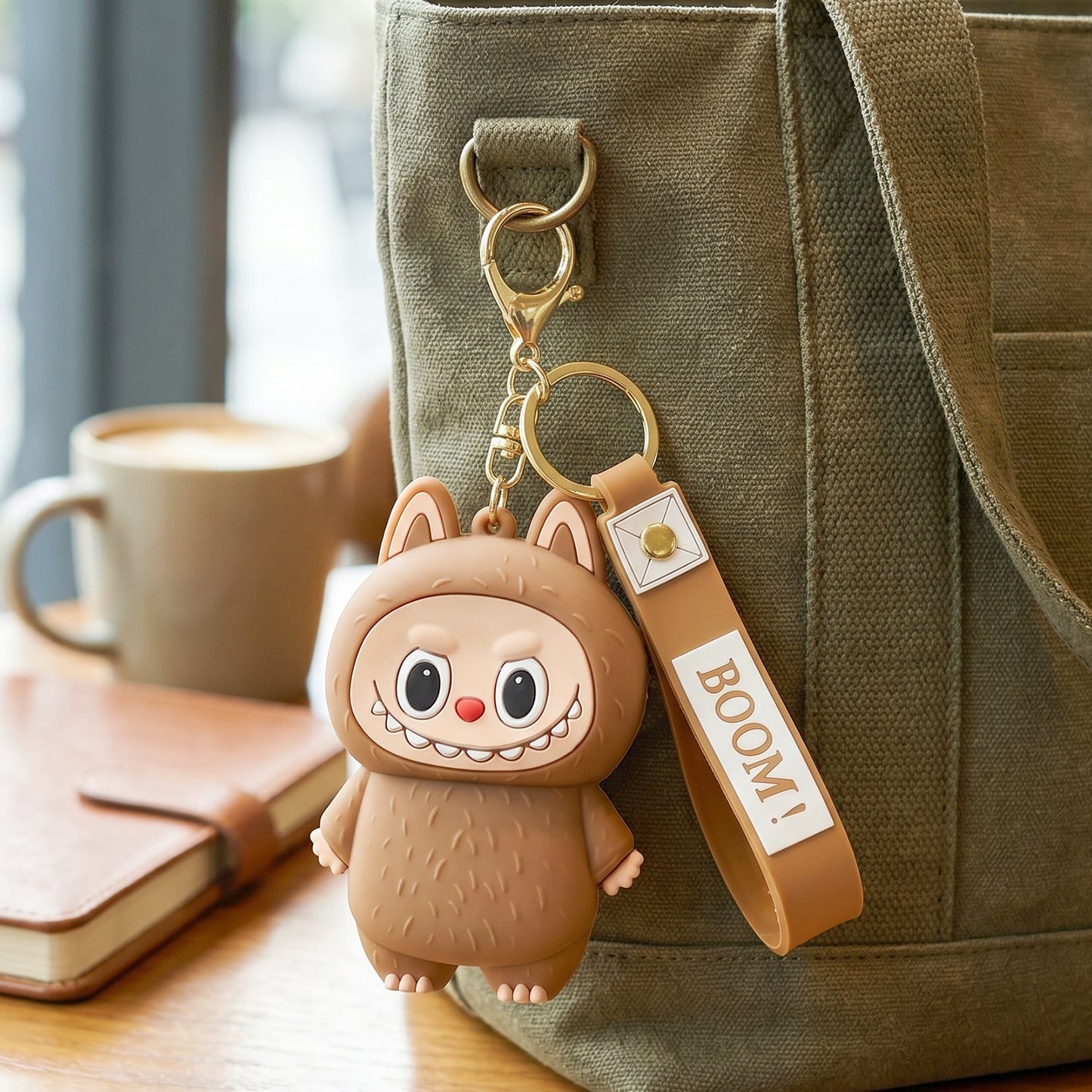 Cute Cartoon Style Silicone Mini Pouch Keychain with Strap (1 Pc)