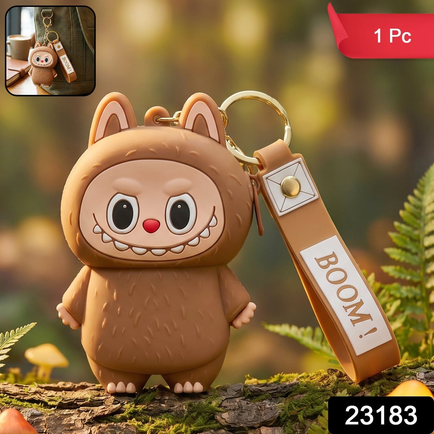 Cute Cartoon Style Silicone Mini Pouch Keychain with Strap (1 Pc)