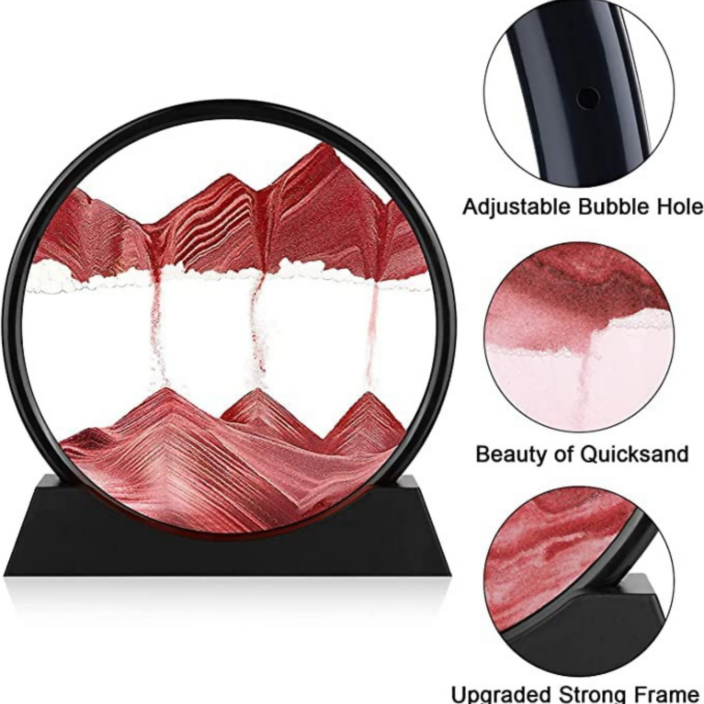 Premium Round Rotating Moving Sand Art Frame for Home & Office DÃ©cor | Mesmerizing Flowing Sand Picture with Elegant Black Stand | Relaxing Desktop Motion Showpiece for Living Room, Bedroom & Work Desk | Unique Stress-Relief Gift for All Occasions