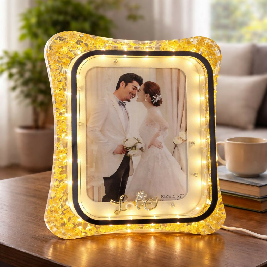 LED Crystal Love Photo Frame with Light Decorative Display