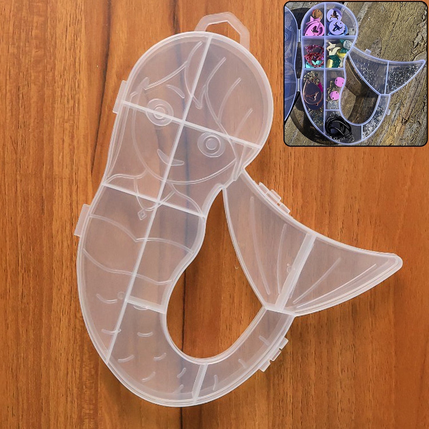 Mermaid Shape Plastic Storage Organizer Box (1 Pc)