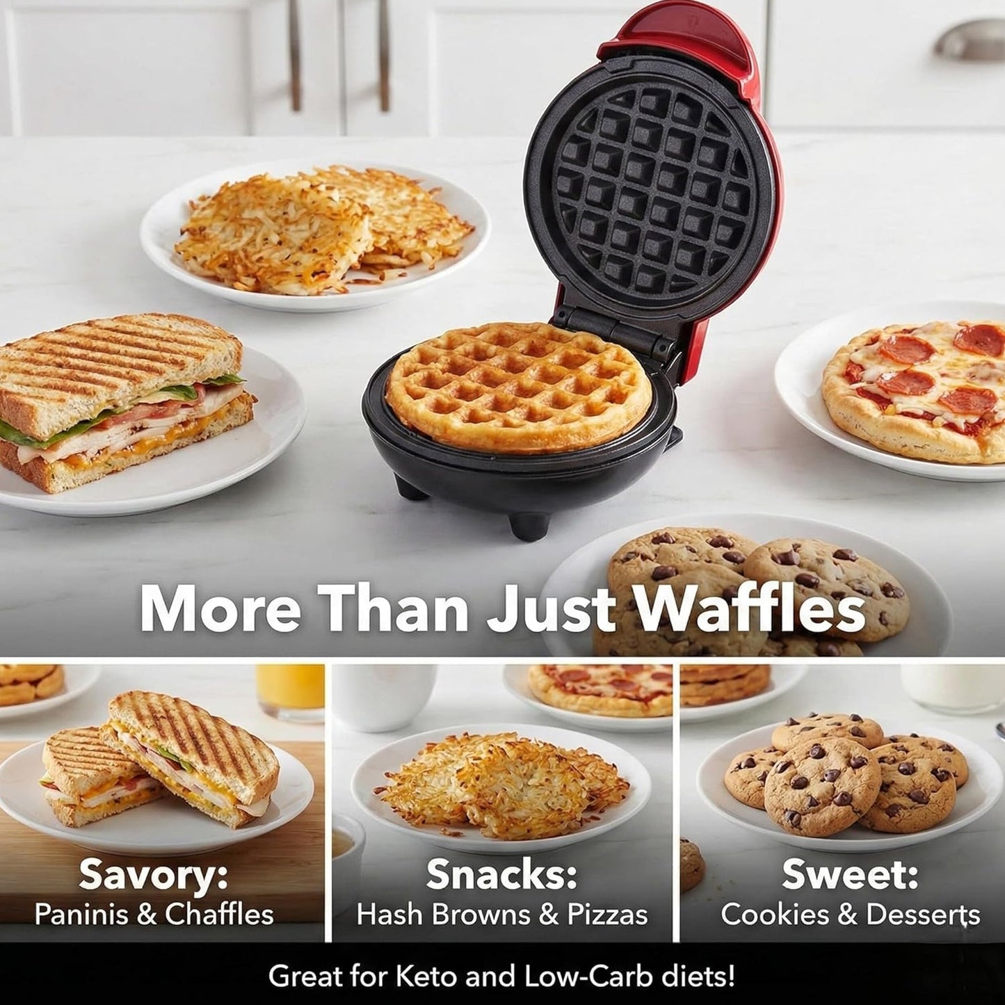 Mini Waffle Maker Machine Waffle Iron Home Appliances Kitchen Gift Easy To Clean, On-Stick Surfaces, Perfect Breakfast, Dessert, Sandwich, Cakes, Other Snacks Machine