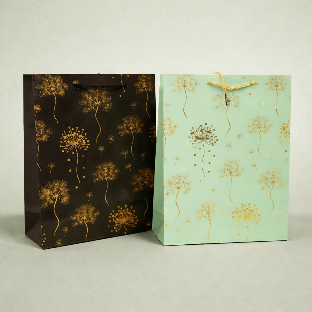 Premium Gold Floral Gift Bag with Handle Paper Carry Bag