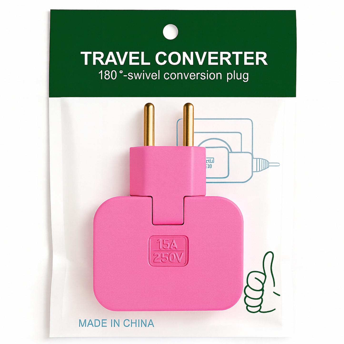 180Â° Rotary Travel Plug Converter 15A 250V Universal Power Adapter