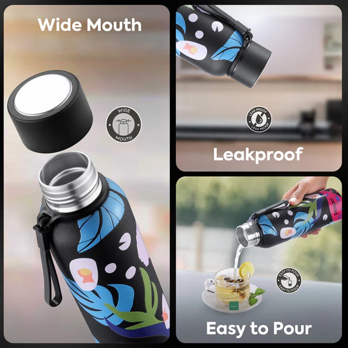Pexpo Stainless Steel Printed Water Bottle 700 ML Approx (1 Pc)
