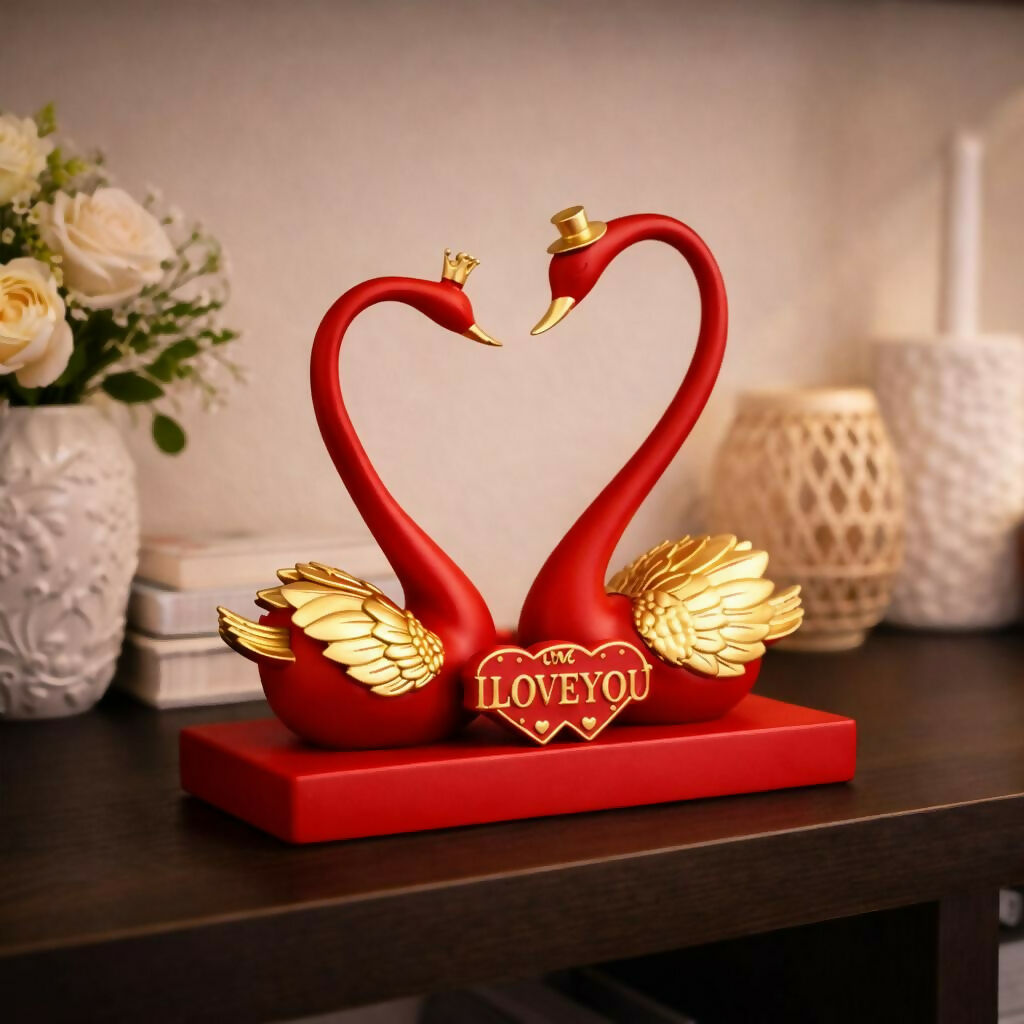 Romantic Swan Couple Showpiece with Love Plaque Home Decor (Color may vary)