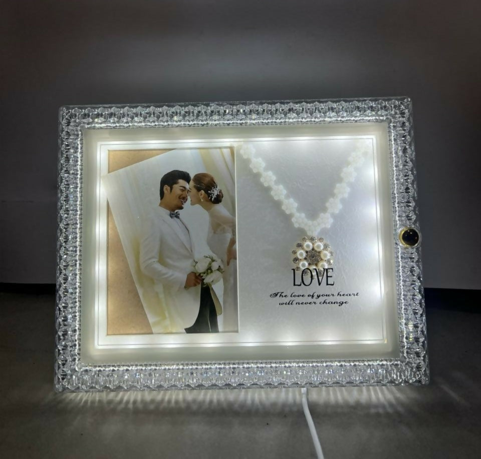 Square LED Love Photo Frame Lamp for Romantic Bedroom Decor