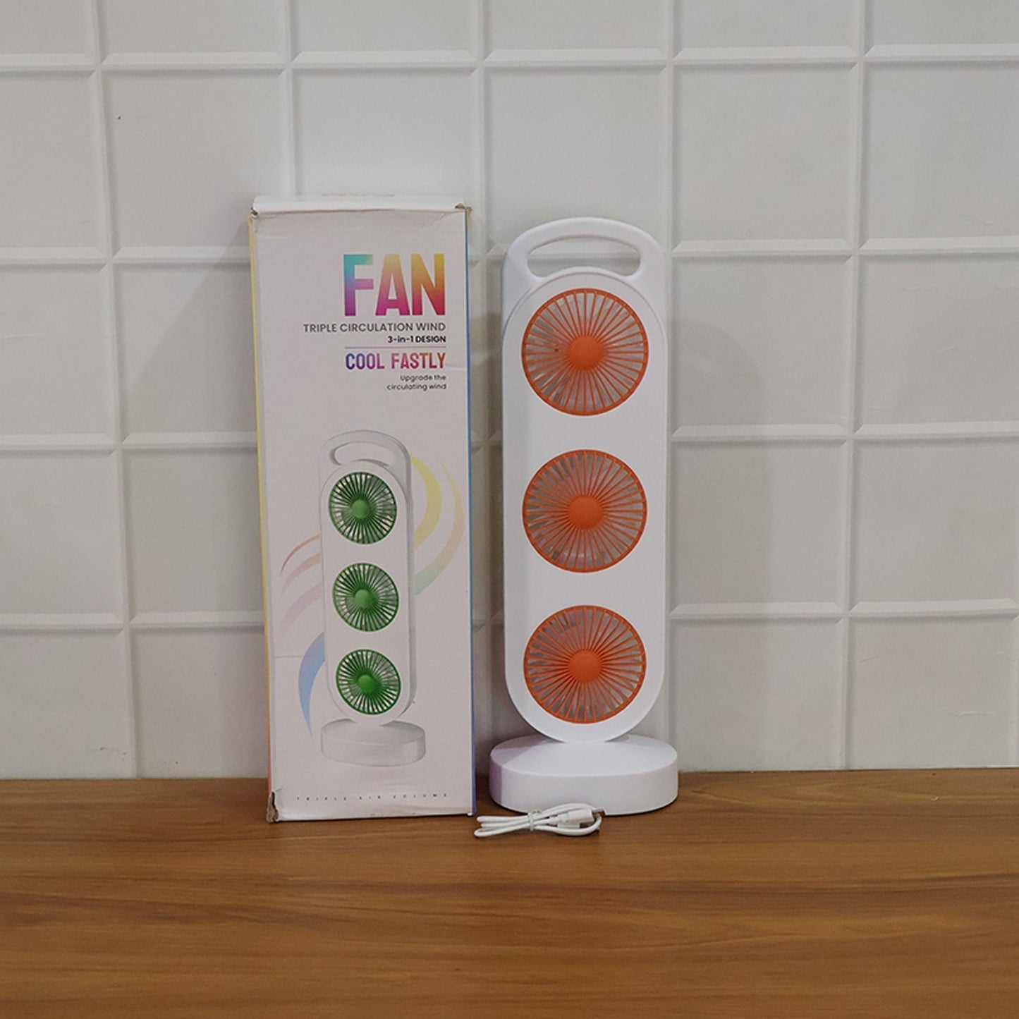 Portable 3 in 1 Design Triple Head Table Fan (1 Pc)