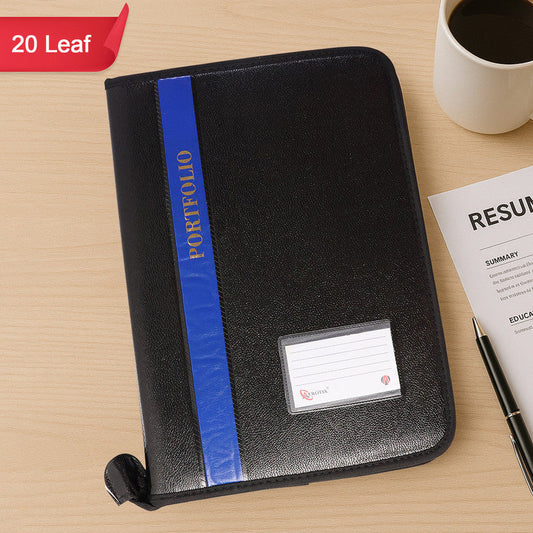 Aerotix A4 Portfolio File Zipper â€“ 20 Leaf Professional Document Organizer Folder