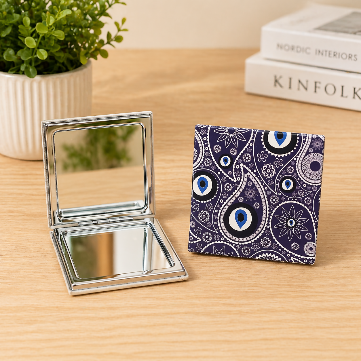 Pocket Folding Makeup Mirror Compact Travel Mirror with Designer Cover (Mix Any One)