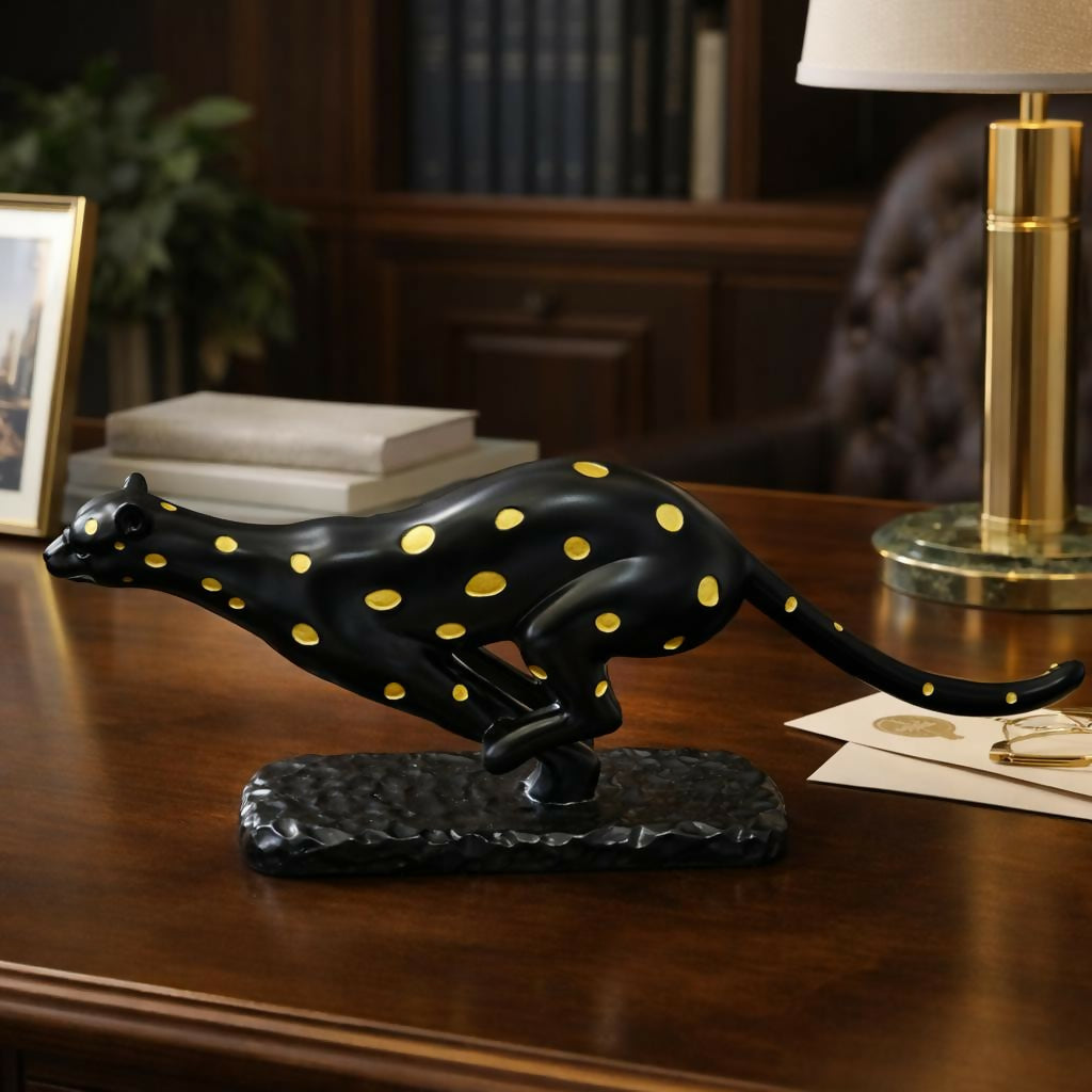 Running Leopard Showpiece Statue for Home Decor Tabletop