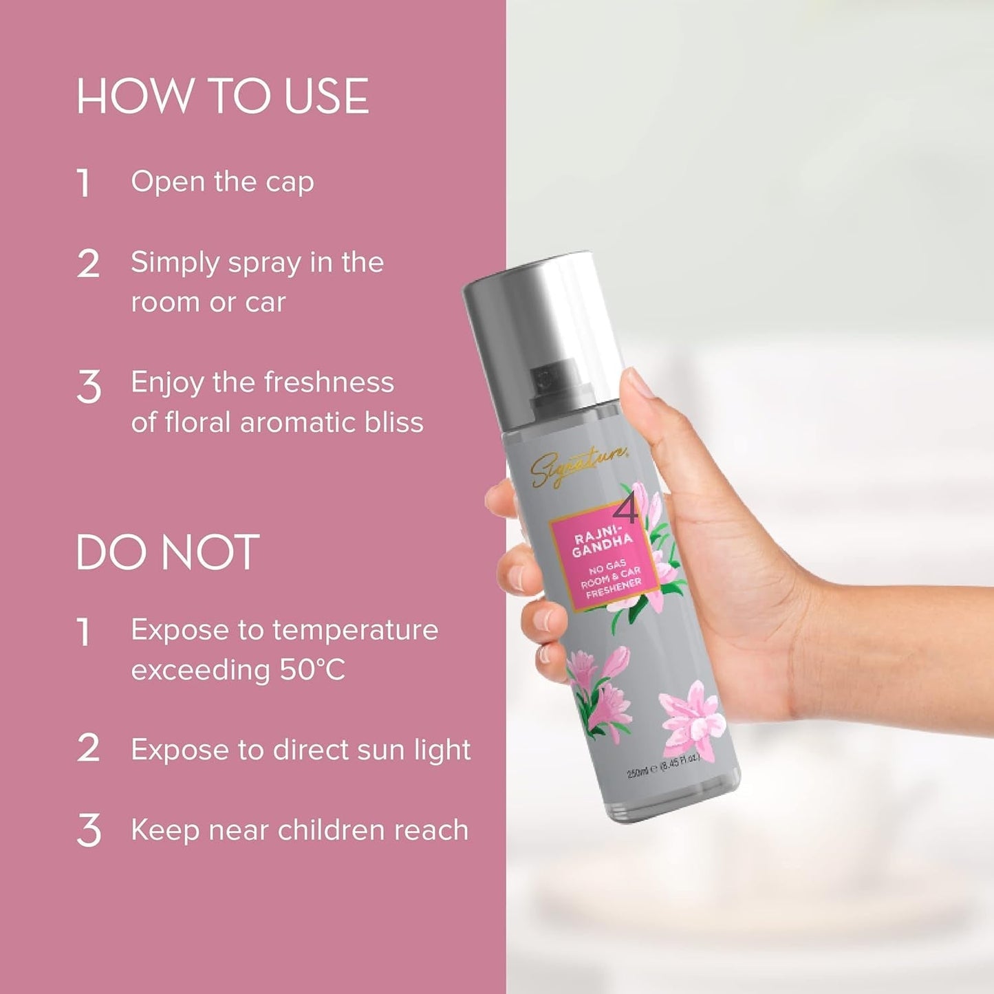 Signature Rajnigandha Room &amp; Car Freshener Spray 250 ML