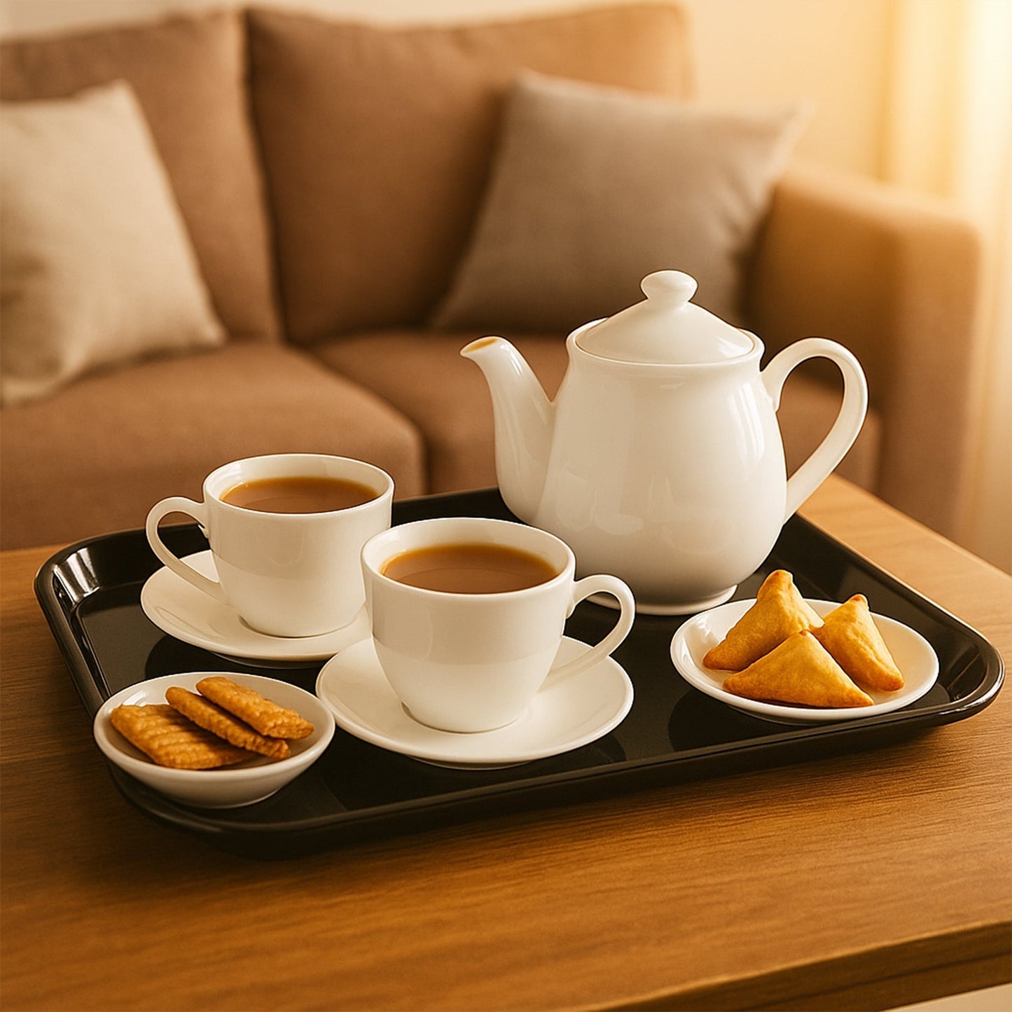 Plastic Serving Tray / Plate â€“ 40 Ã— 30 cm (1 Pc / Black)