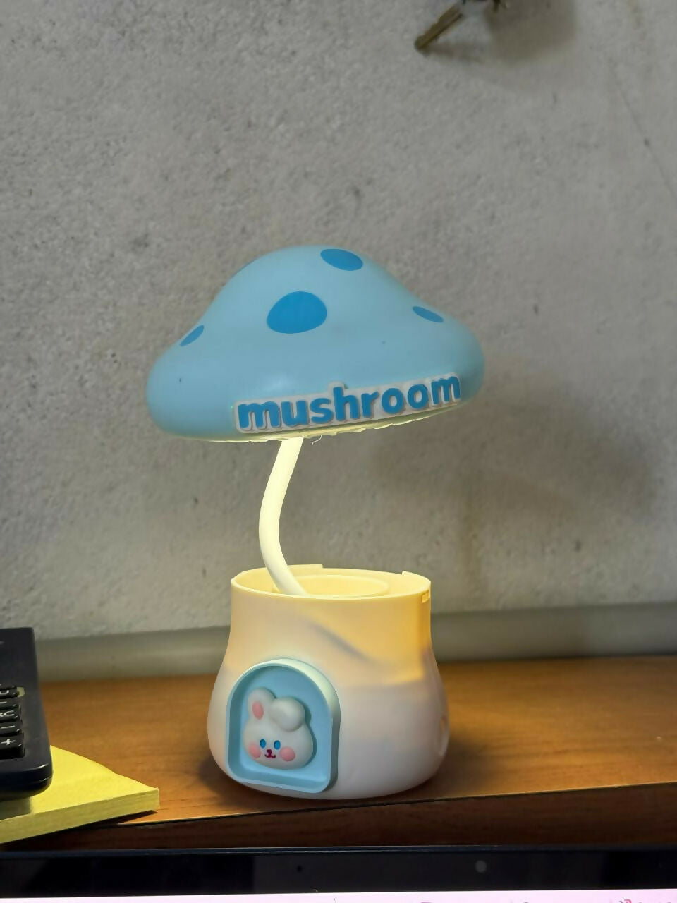 Blue Mushroom LED Desk Lamp with Pencil Sharpener & USB Charging