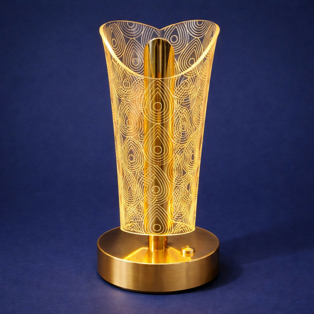 Decorative LED Table Lamp with Pattern Shade Warm Light (Design may vary)