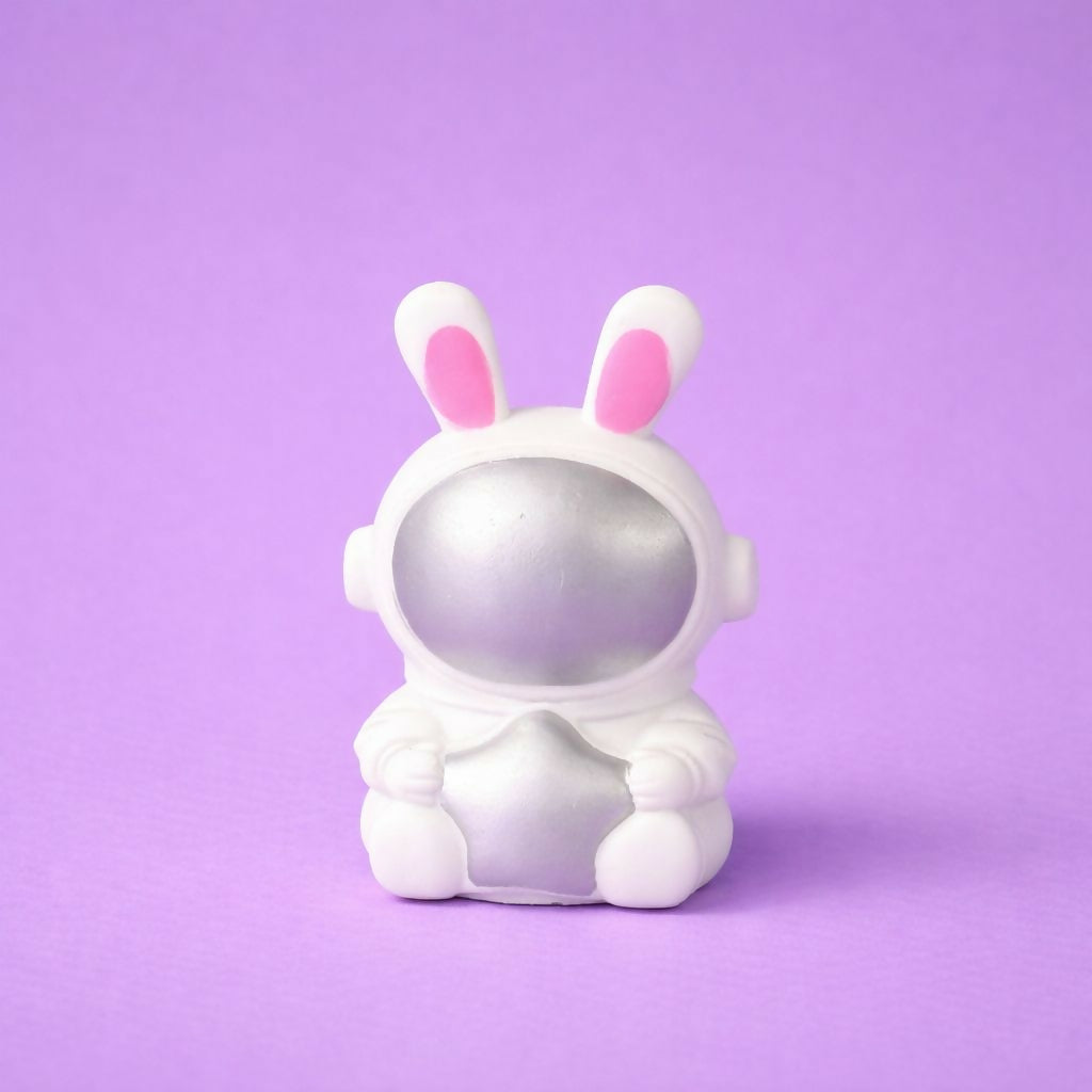 Silver Cute Bunny Astronaut LED Night Lamp for Kids Room & Desk Decor