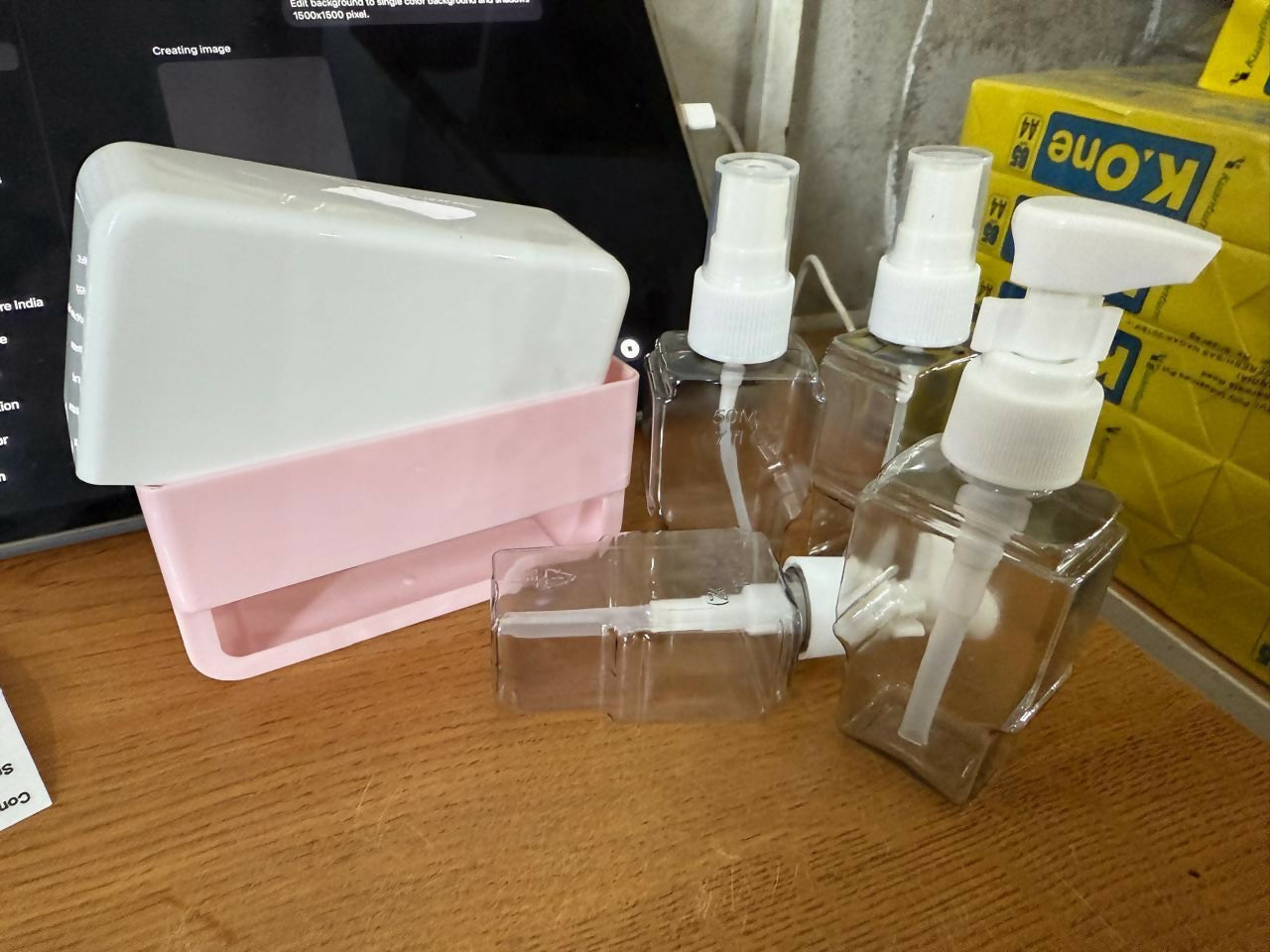 Pink Travel Refillable Bottle Set with Pump and Spray Dispensers