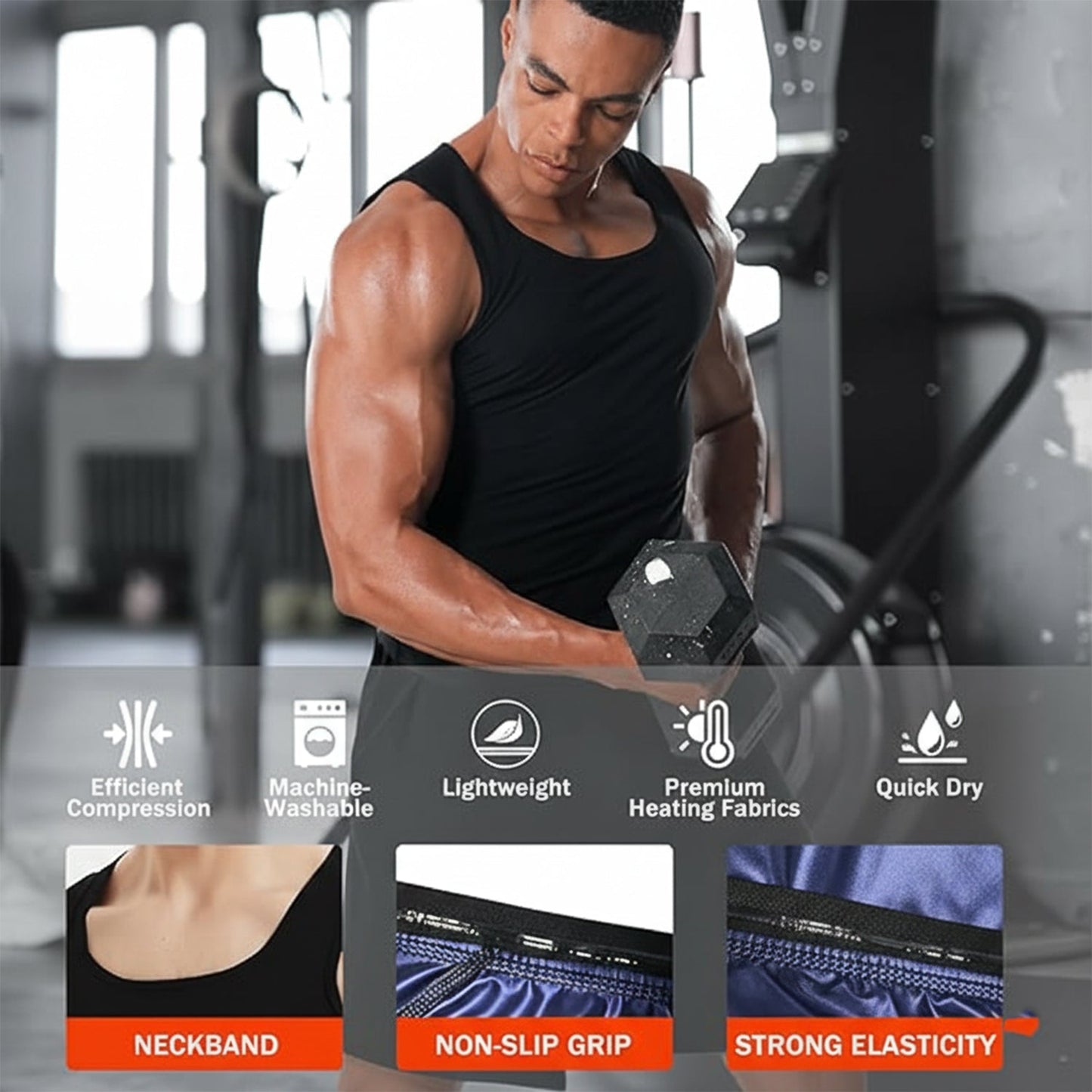 Menâ€™s Slim Fit Sweat Shaper Tank Top (S/M, 1 Pc)