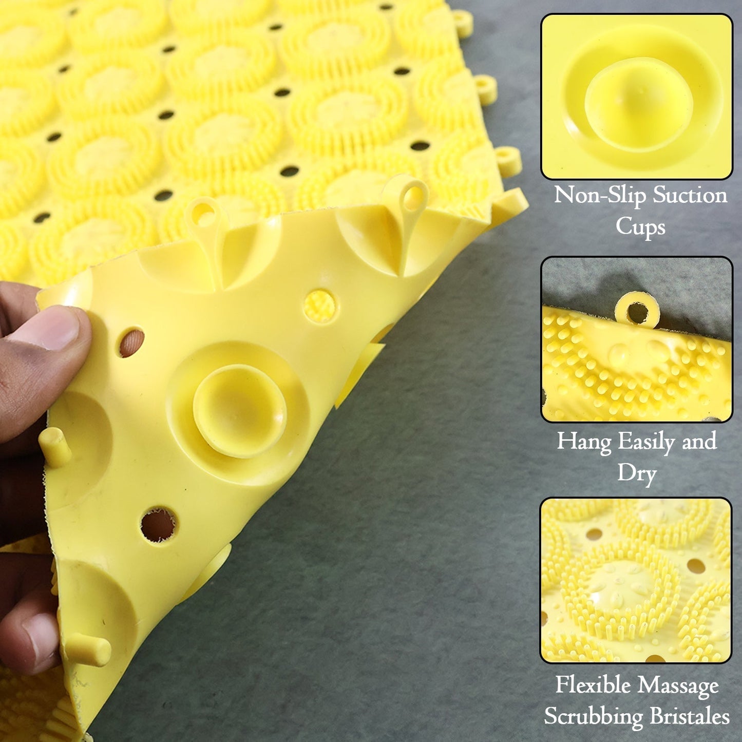 Multipurpose Anti-Slip Bathroom Massage Mat with Suction Cups (33 Ã— 21 cm)
