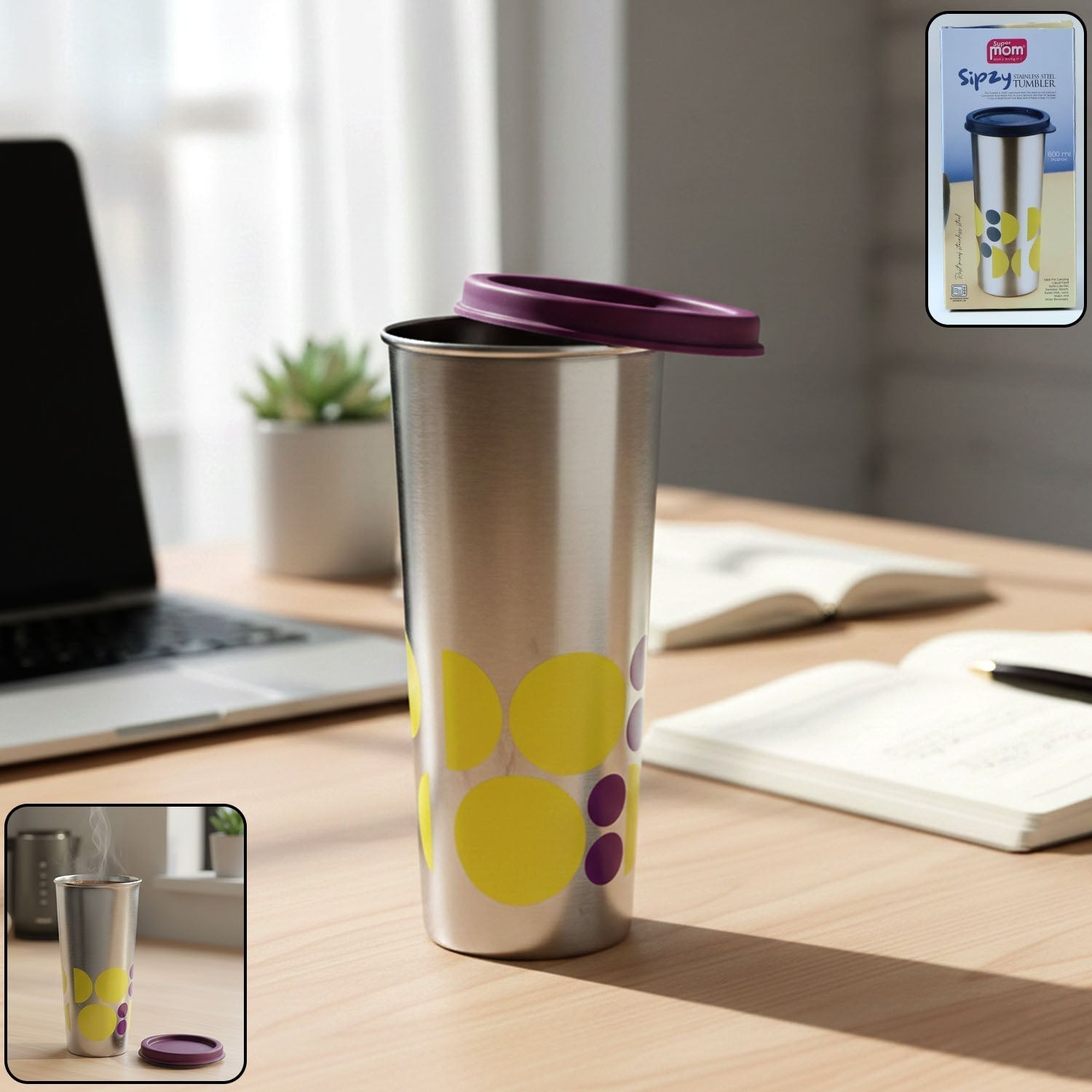 Supermom 600 ML Stainless Steel Printed Travel Tumbler (1 Pc)