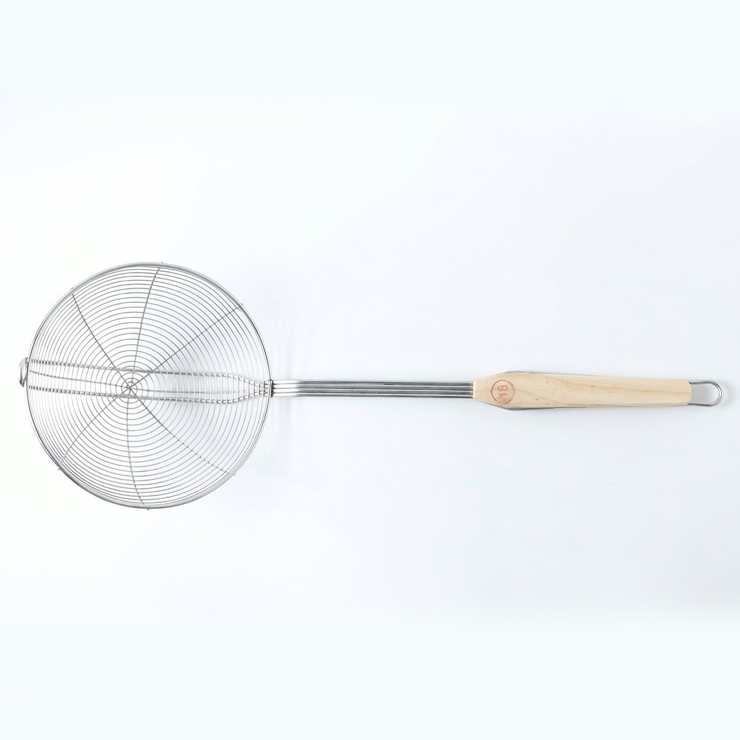 Stainless Steel Frying Skimmer Strainer with Wooden Handle (1 Pc, 45 Cm)