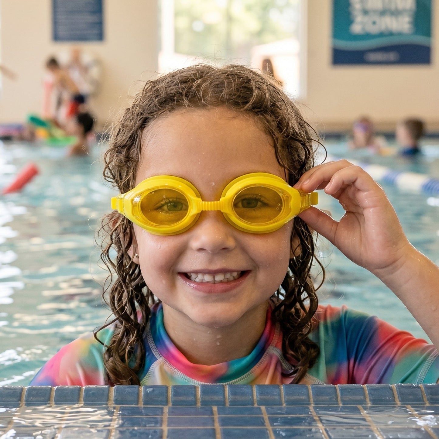 Kids Colorful Swimming Goggles with Anti-Leak Seal and Adjustable Strap – 1 Pc