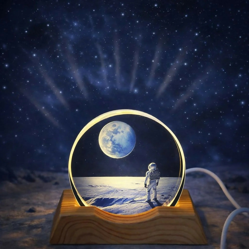 LED Acrylic Lamp with Wooden Base Night Light
