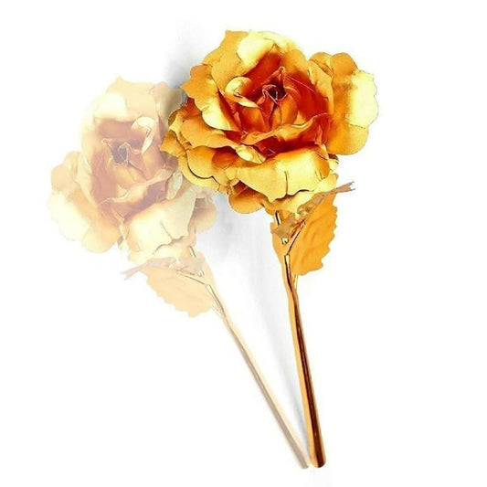 Set of 3 Artificial Golden Roses | 24K Gold Foil Roses for Decoration, Romantic Gift for Valentineâ€™s Day, Anniversary, Birthday, Home Decor | Elegant Forever Rose Gift for Wife, Girlfriend, Mother