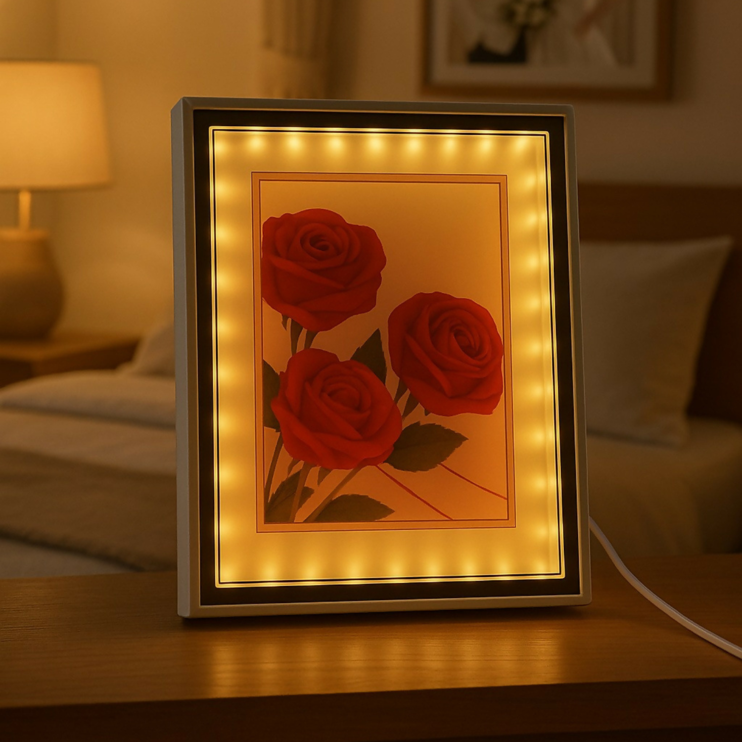 LED Square Photo Frame with Glowing Border