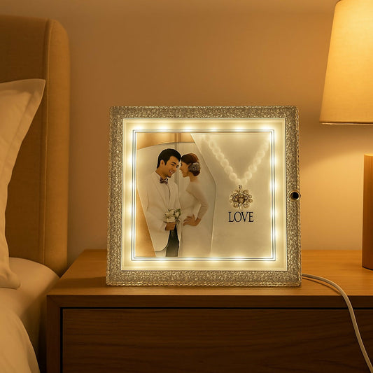 Square LED Love Photo Frame Lamp for Romantic Bedroom Decor
