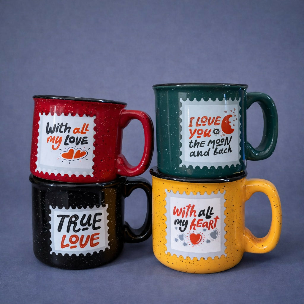 Printed Ceramic Coffee Mug Romantic Theme Gift Cup for Daily Use