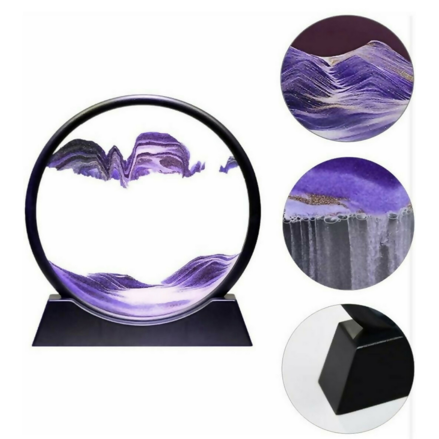 Premium Rotating Circular Sandscape Art Lamp for Home & Office DÃ©cor | Mesmerizing Flowing Sand Display with Elegant Black Frame | Relaxation Desktop Showpiece for Living Room, Bedroom & Work Desk | Calming Stress-Relief Motion Art Gift