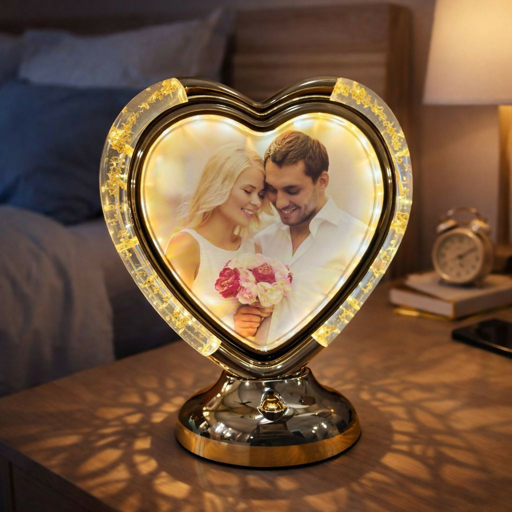 Heart Shape LED Photo Frame Lamp with Warm Light for Home DÃ©cor & Gifts