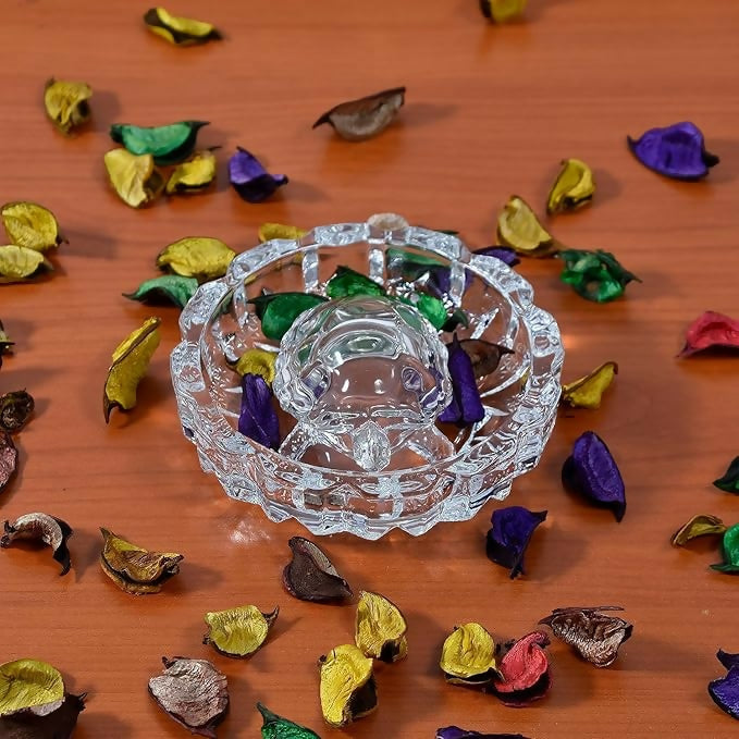 Crystal Turtle Decorative tray Crystal Tortoise Glass Kachua with Beautiful Bowl Plate Fengshui Vastu Set for Good Luck Feng Shui Turtle Best Gift for Office Showcase Showpiece and Home DÃ©cor