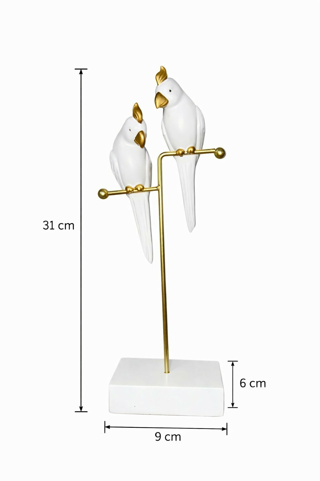 White & Gold Love Birds Decorative poly-resin Showpiece for Home & Office DÃ©cor